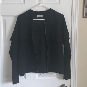 Black womens ruffle bomber